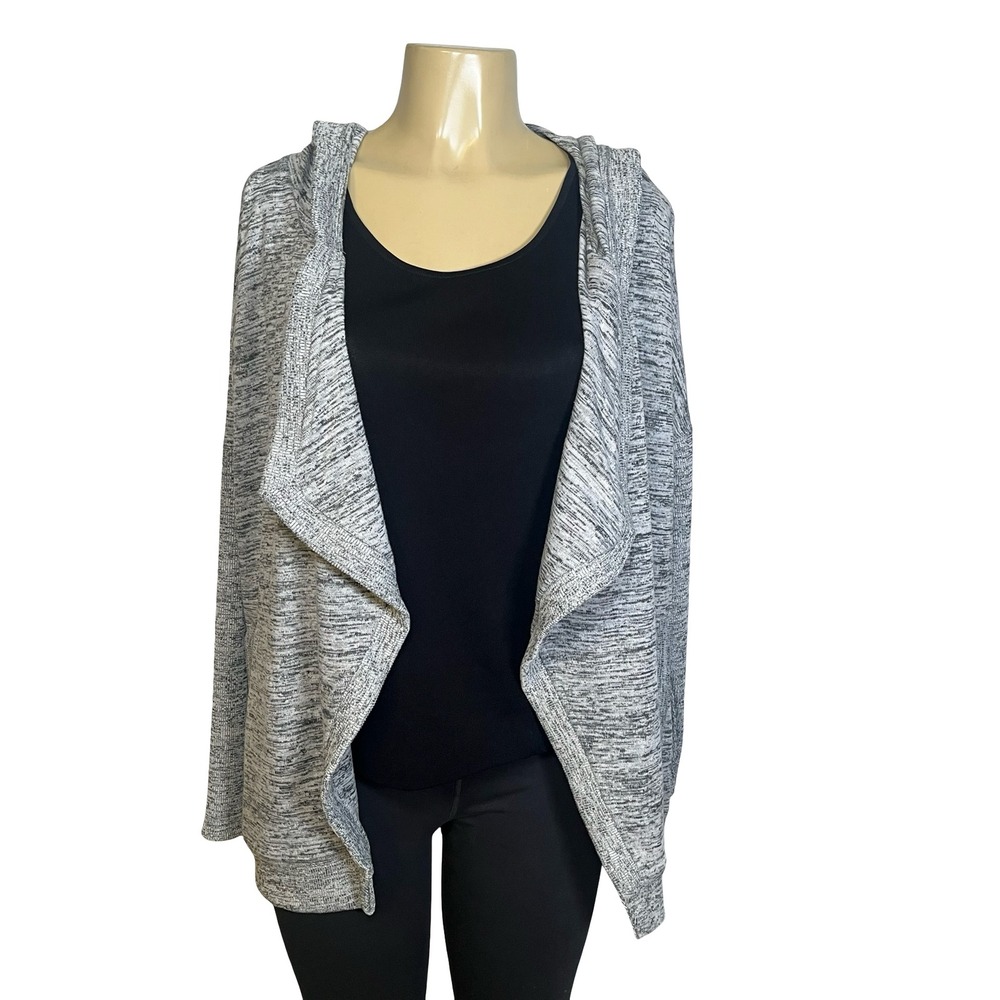Athleta Womens Gray Space Dye Hooded Open Front Cardigan Wrap Size L 721640-02